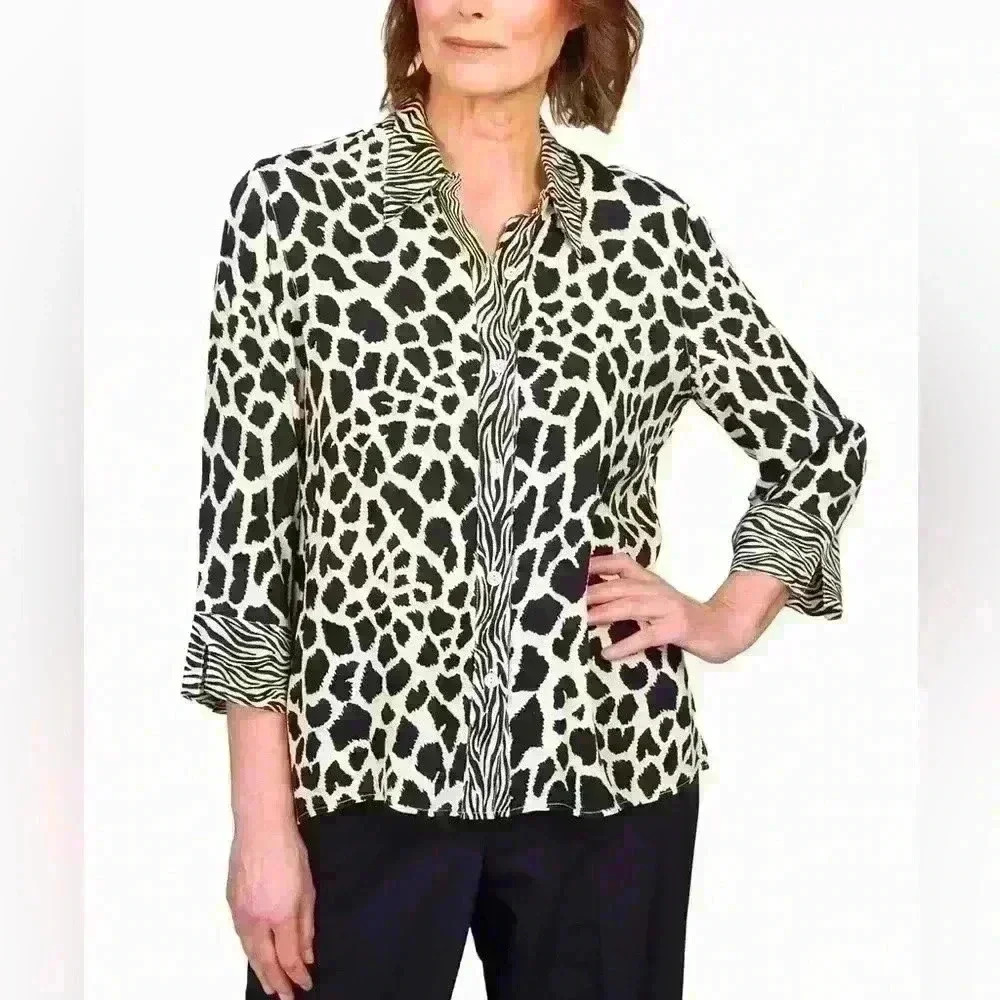 Alfred Dunner Women's Mixed Animal Print
Button Down Shirt PM